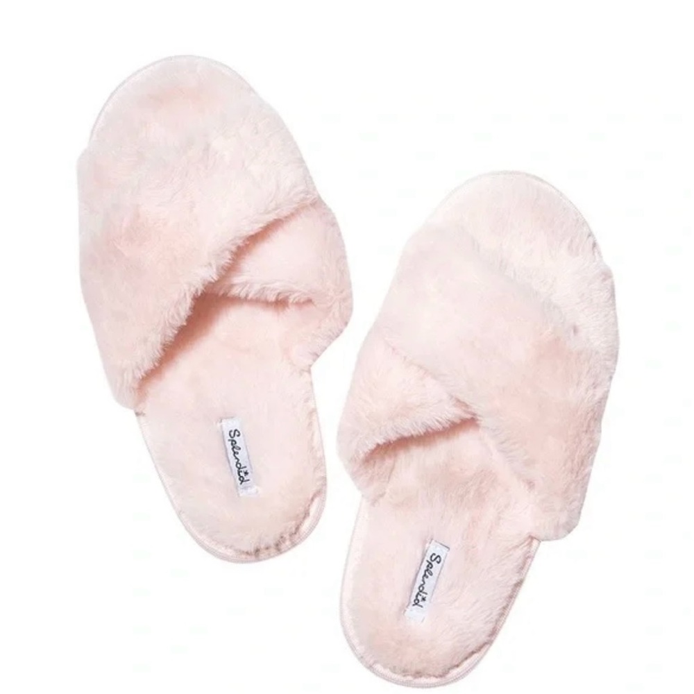 Splendid Faux Fur slippers in Crystal Pink - size M/L (8-11)